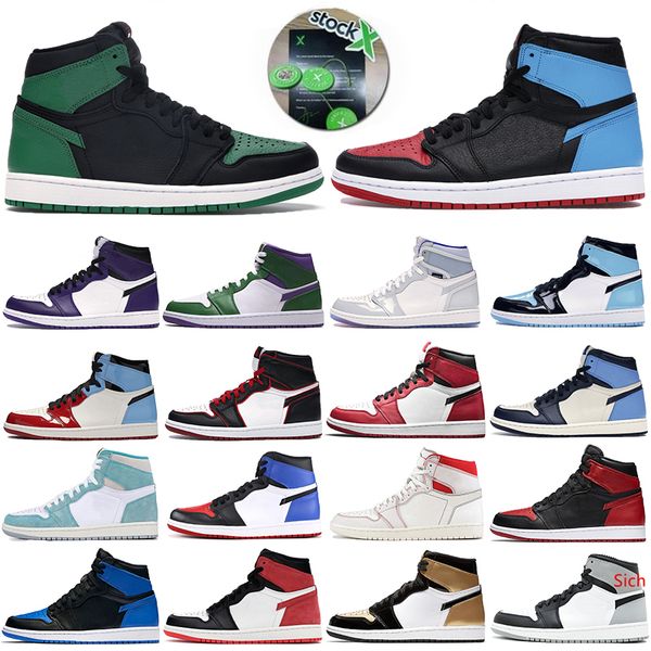 

jumpman 1s мужчины баскетбол обувь невероятный халк obsidian unc дизайнерские мужские тренеры 1 высокая сосна зеленый черный bloodline banne