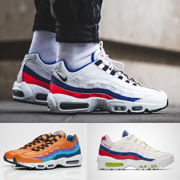 

bred air og cushion 95 mens running shoes grape neon max men 95s boots gym red triple white laser fuchsia trainer sports sneakers, Black
