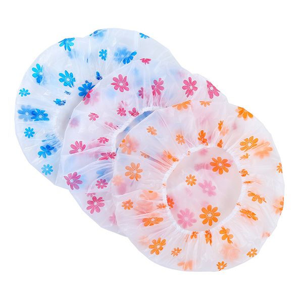 Resuable Lace Elastic Faixa de Cabelo Bath Caps Anti-fume Hat flor bonito Waterproof Shower Cap Mulheres dos desenhos animados Wash PVC Cabelo Rosto Tampa WCW790