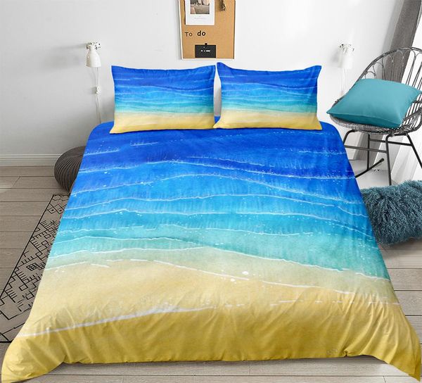 

beach ocean quilt cover set 3d duvet cover set kids teen bedclothes  single home textiles bedding king size 3pcs