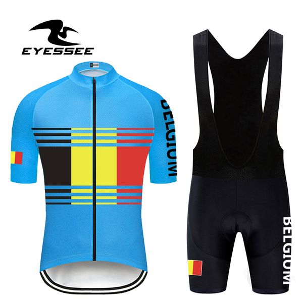 

eyessee new! дышащая бельгия задействуя одежда 2020 лето велосипед одежда мужская команда задействуя джерси костюм ropa ciclismo hombre, Black;blue