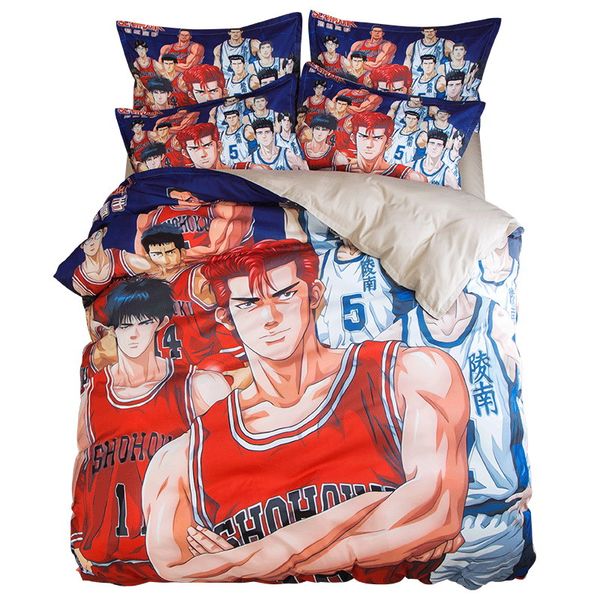 

japanese anime duvet cover set slam dunk one piece naruto child boys teen bedding twin full  king single double size