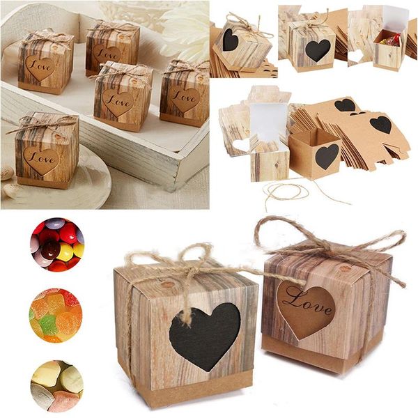 Love Rustic Kraft Bark Candy Box Chic Vintage Wedding Favor Boxes