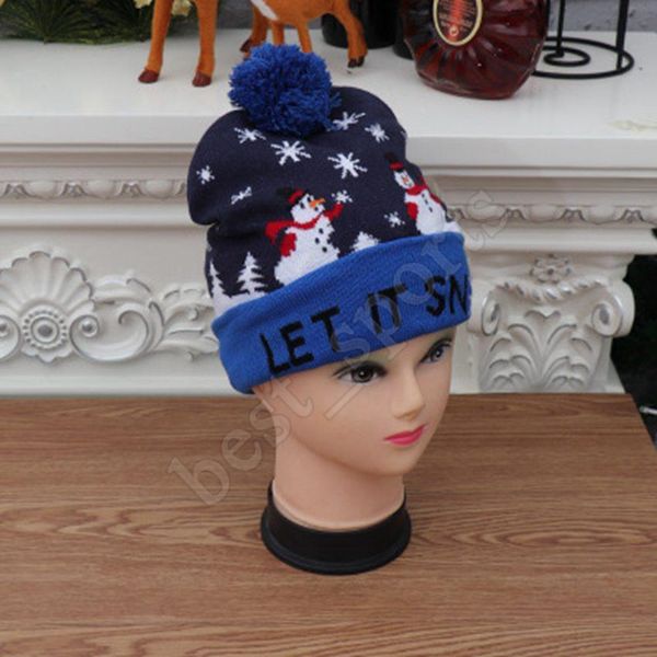

christmas children knitted hats kids led hat winter warm kids snow hat led beanies cap snowman deer slouchy hats for child zza1402 20pcs