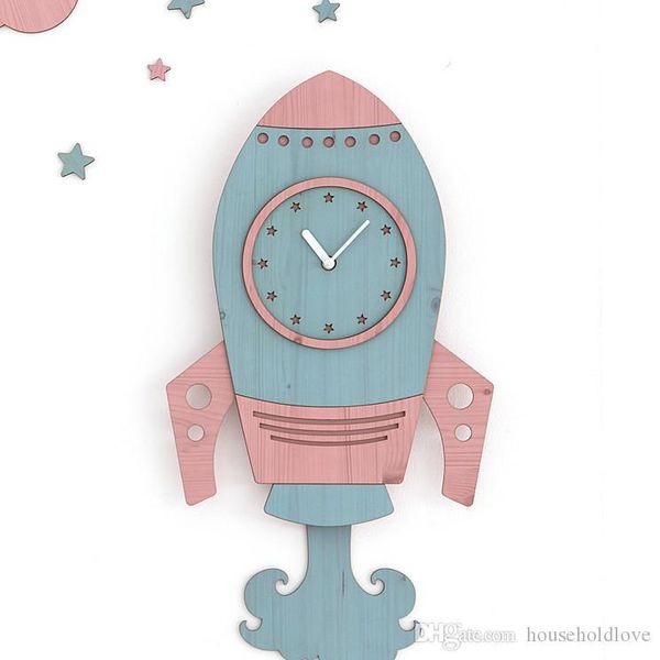

european style children living room clock mute large rocket creative decoration home wall clock bedroom creative wall clock gifts