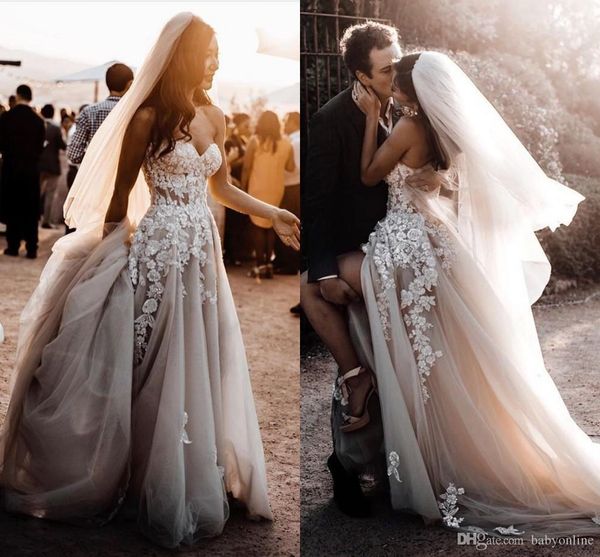 

страна 2019 бохо свадебные платья плюс размер 3d цветочные кружева милая аппликации тюль богемный пляж свадебное платье невесты платья на за, White