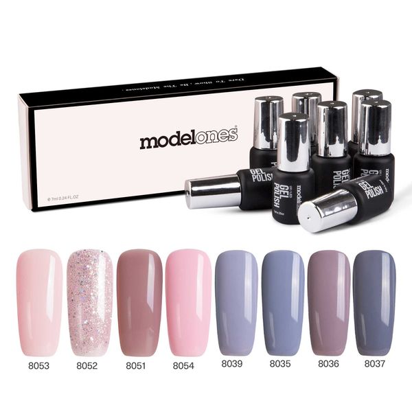 

8pcs/set diy nail gel polish french style uv gel nail polish set soak off grey series varnish nude color, Red;pink