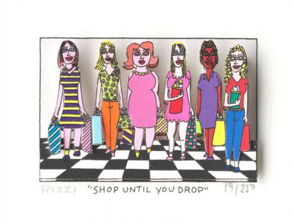 

james rizzi - shop until you drop home decor handpainted oil painting on canvas wall art canvas pictures 191222