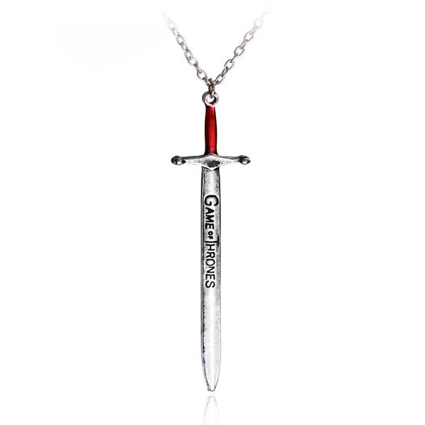 

Game Of Thrones Sword Necklace Song Of Ice And Fire Pendant Lettering Vintage Silvery Pendant Necklaces For Women Men Jewelry
