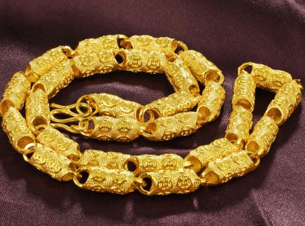 Vietnam Shajin Herren-Halskette, modische Geldsäule, solide Kette, vermessingt, thailändisches Gold