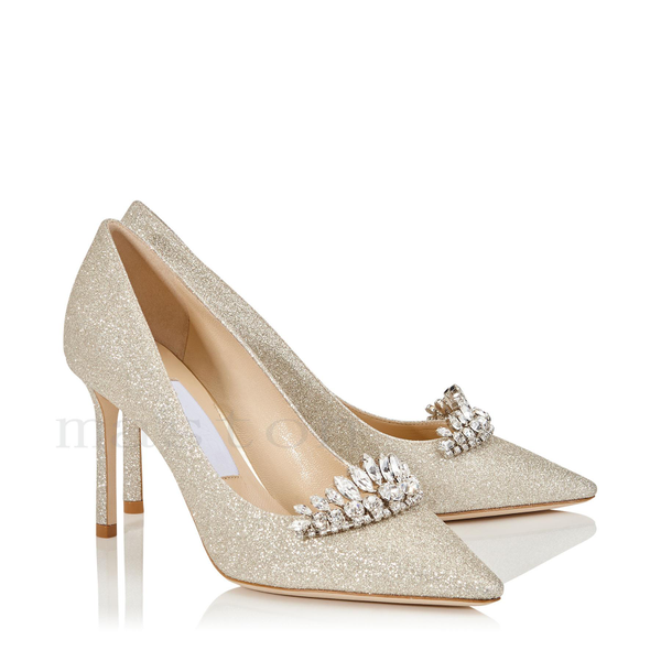 

romy 85 brand luxury high heels shoes jimmy choo women bridal wedding dress suede lace crystal shoes newc43f#, Black
