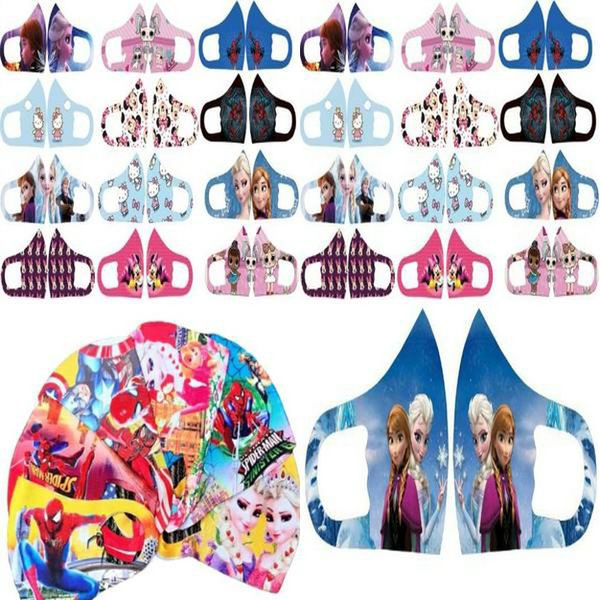 

mouth face cartoon face reusable dhl character washable cover face stretch protection cloth mask mask kids nose mask denxs otsweet, Black