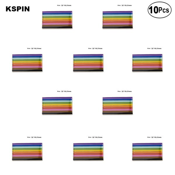 

rainbow 10 strip pride lapel pin flag badge brooch pins badges 10pcs a lot, Gray