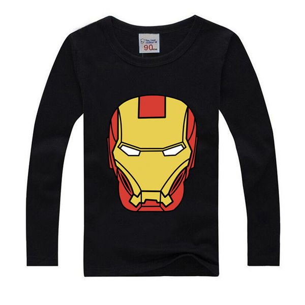 

sft-150 sengfei new autumn and spring children baby boys clothes iron man printed full sleeve o-neack cartoon t-shirts, Blue