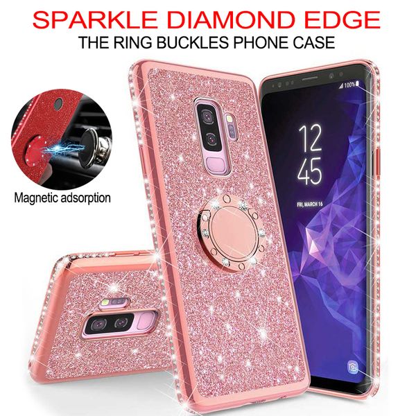 

Мягкие TPU Bling алмазные чехлы для iPhone XS Max XR 6s 6 Plus 7 8 Plus Case 360 ​​Вращающийся палец кол