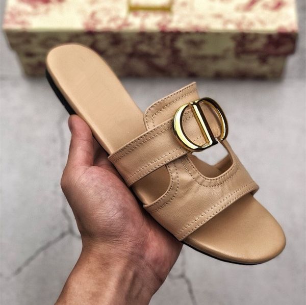 

famous women designer ladies fashion casual slippers metal logo lazy slippers perfect for any outfit wholesale with box, Black