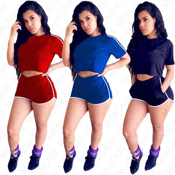 

women tracksuit solid color brand letter printed two piece set outfits short t shirt shorts summer casual sport suit s-xxxl nk7201, Gray