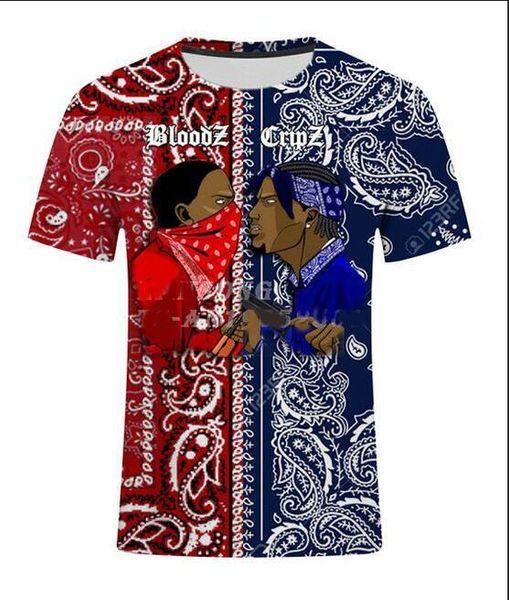 

летняя рубашка blood gang мужчины с коротким рукавом tee cheering fans 3d печатные футболки мужчины женщины пары рубашка s-6xl x0286, White;black