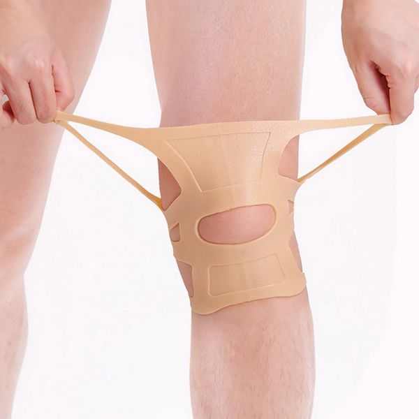 

fashion knee brace knee support brace with compression undersleeve silicone support protector basketball badminton professional, Black;gray