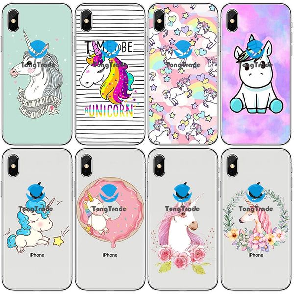 

[tongtrade] soft silicone tpu case for iphone 8 7 6 5 4 x xs 11 pro max plus samsung note 10 9 8 pro cartoon unicorn rainbow horse case