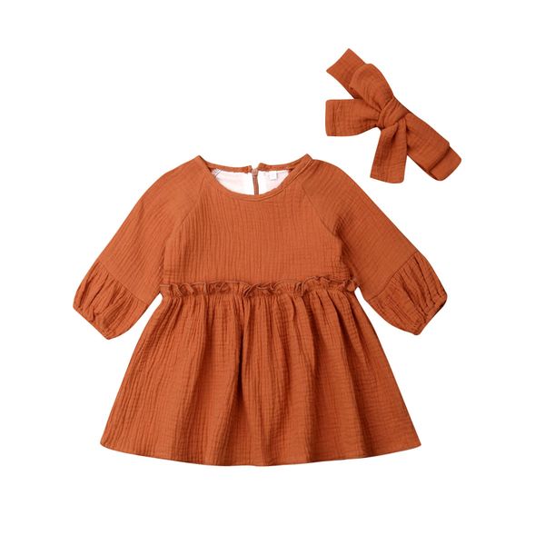 

autumn girl dress 2019 toddler girl baby dress cotton linen princess party pageant dresses kids clothes, Red;yellow