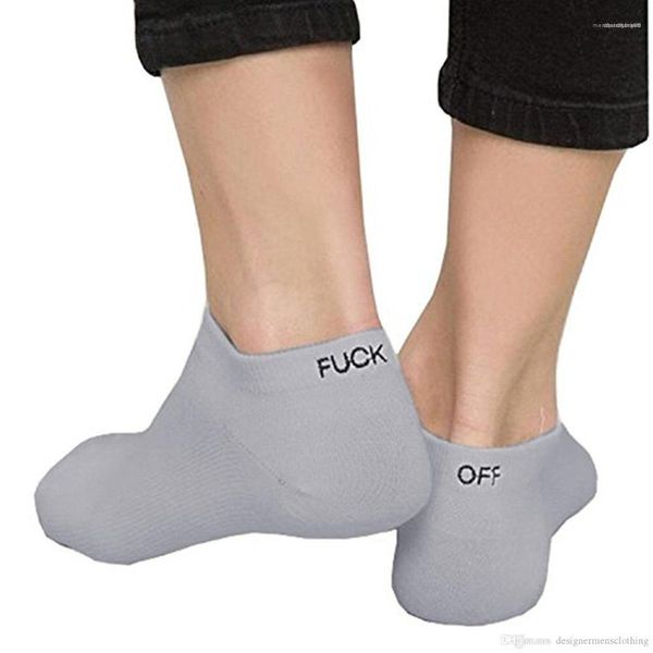 

clothing underwear mens fashion designer sock solid color letters fck off casual ankle socks, Black