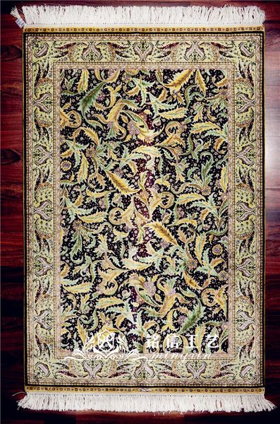 

3'x4.5' leaf design hand weave muslim prayer rug silk carpet turkey design oriental silk rug