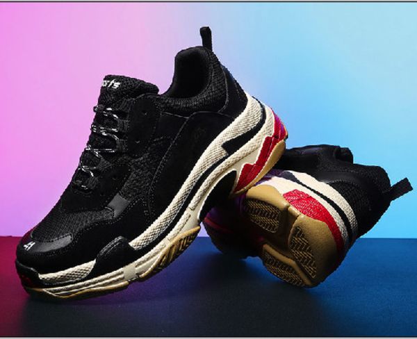 

2020 mens and womens casual shoes triple s clunky sneaker silver suede white yellow green brand designer trainers 35-45, Black