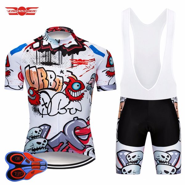 

crossrider 2019 funny cycling short jersey 9d bib set mtb bike clothing breathable bicycle wear men's maillot culotte, Black;red