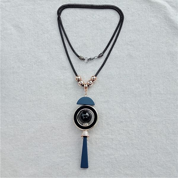 

2018 new serpentine chain beaded long necklace geometric sphere silicone design woman vintage necklace pendant femme kolye, Silver
