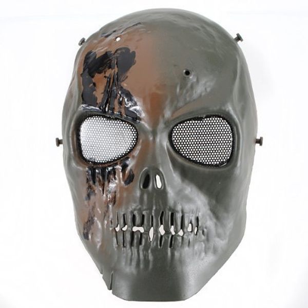 

skull skeleton mask paintball full face army game protect(green