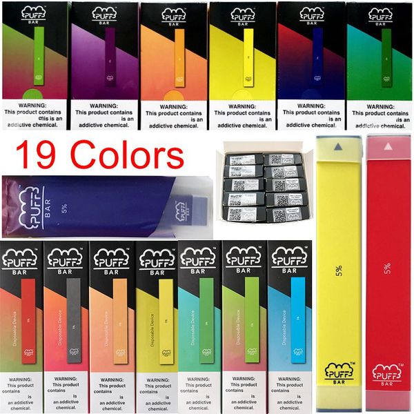 

СЛОЙКА Бар одноразовое устройство Pod Стартовые наборы 280mAh Аккумулятор 1,3 мл Бобы Puffbar Пустой Vape Ручки с царапать Сигареты Код E 19 Цвета