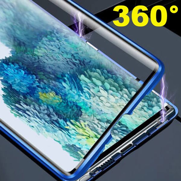 

luxury magnetic adsorption back cover for samsung galaxy s20 ultra s20 plus tempered glass metal bumper case phone cases iphone huawei