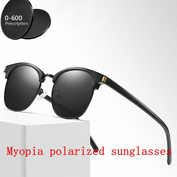 

new custom made myopia minus prescription polarized lens sunglasses men vintage rivet sun glasses male goggles uv400 fm, White;black