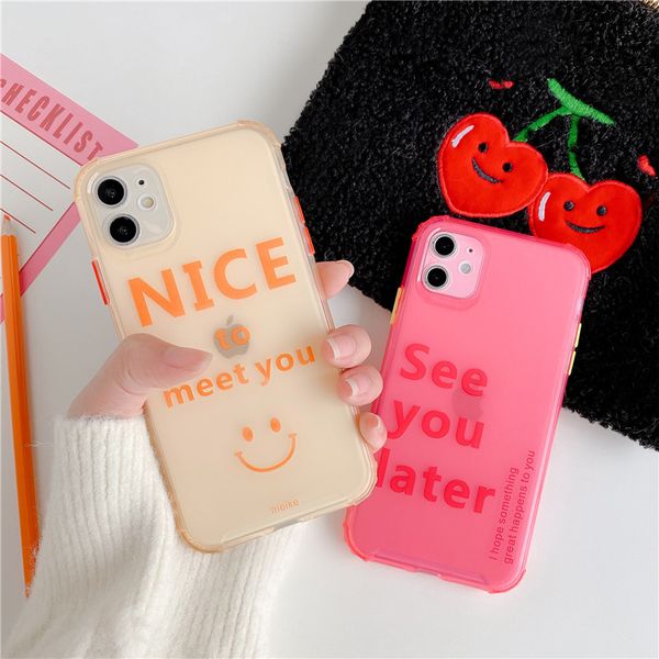 

pink orange translucent nice to meet you see you later soft tpu mobile phone case cover for iphone 11 pro max 7 8 plus x xr