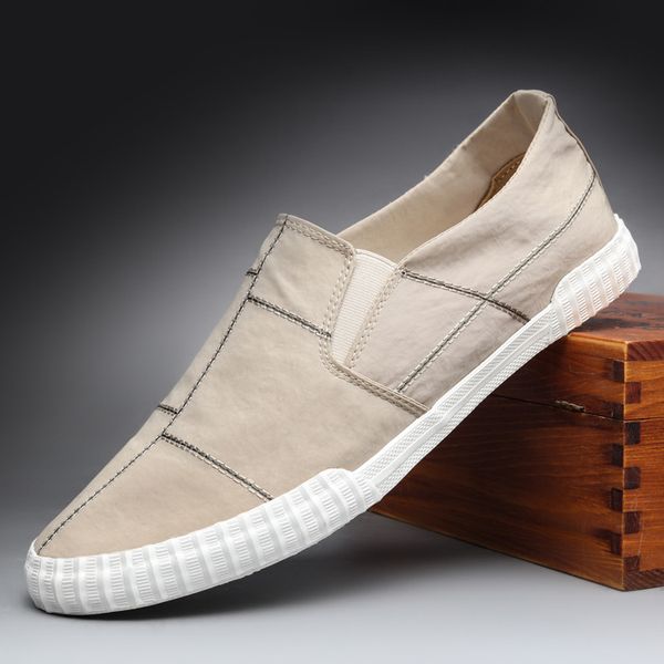 

summer men's canvas shoes breathable men's casual shoes sneakers men tren slip-on buckle youth flats loafer, Black
