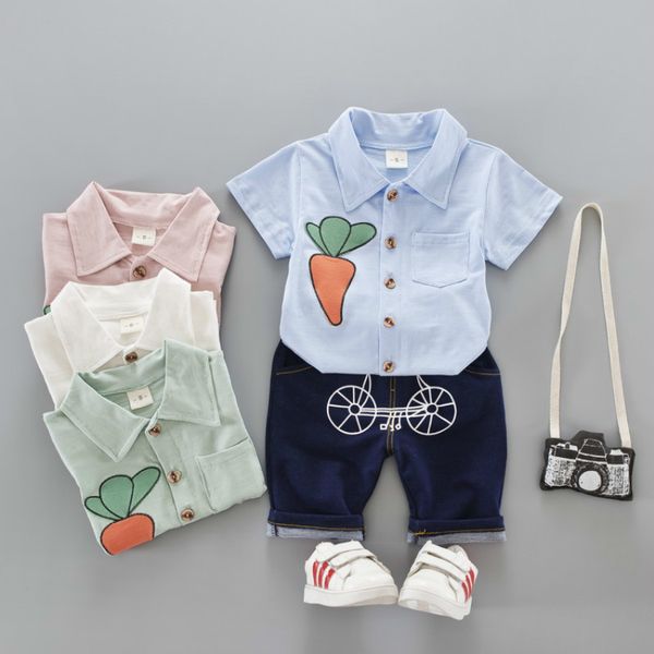 

summer fashion baby boys girls clothes children t shirt shorts 2pcs/sets infant cotton garment toddler costume kids tracksuits, White