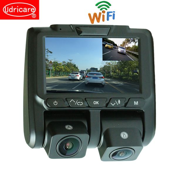 

udricare 4 inch wifi mini hidden car truck bus dual lens cameras dvr hd 1080p night vision mobile phone apps video recorder dvr
