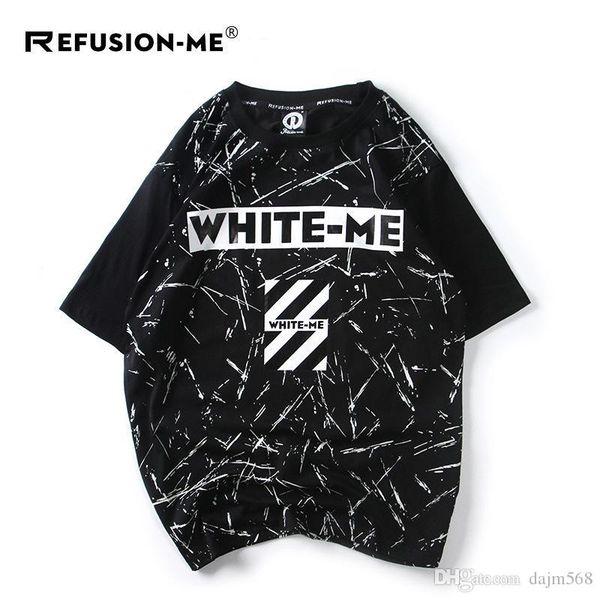

mens designer t shirts t shirt clothes of splash ink short-sleeved japanese students men's loose plus fertilizer xl tide half-sleeve t, White;black