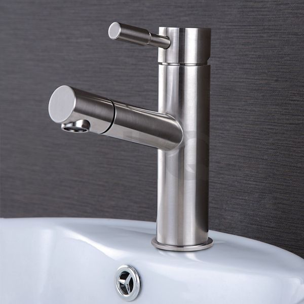 

sus 304 stainless steel pull out and cold water basin faucet single liver