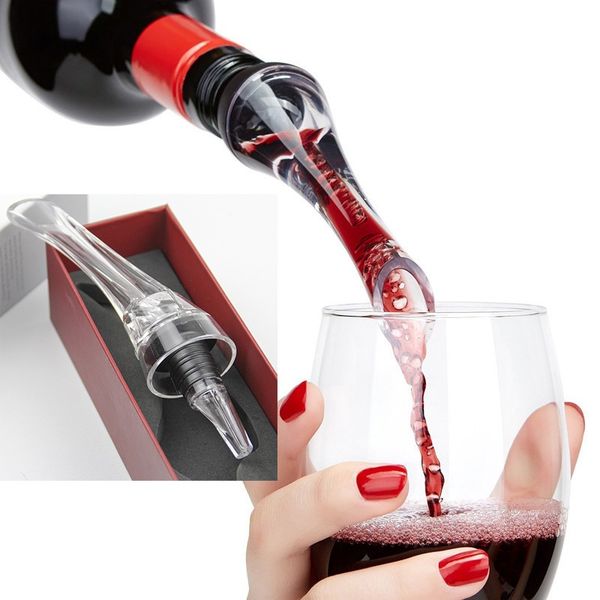 

2019 wine pourers aerator red wine aerating pourer mini magic red wine bottle decanter acrylic filter tools with retail box dhl an2541