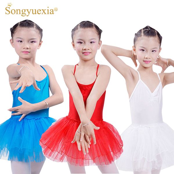 

songyuexia girls ballet tutu dress kids gymnastics leotard ballet dance costume ballerina sling dancewear for child 5 colors, Black;red