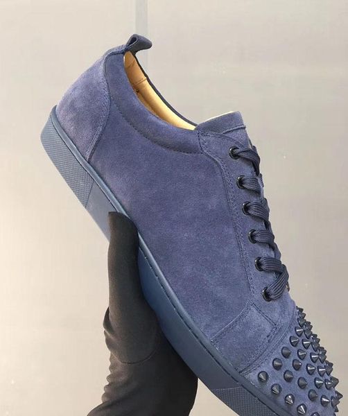 

designer men sneaker shoes party dress wedding low junior spikes red bottom glitter leather shoes,luxury red sole leisure outdoor flats, Black