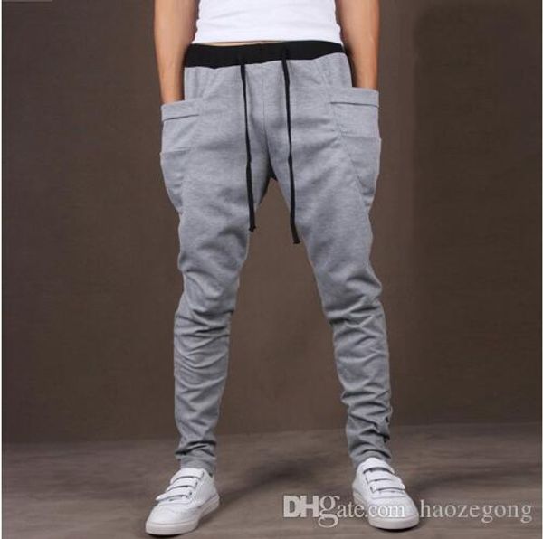

casual men pants unique big pocket hip hop harem pants quality outwear sweatpants casual mens joggers here mens trousers, Black