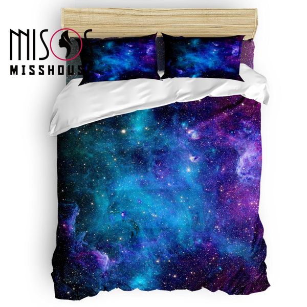 

misshouse starry sky colorful space universe duvet cover set bed sheets comforter cover pillowcases 4pcs bedding sets