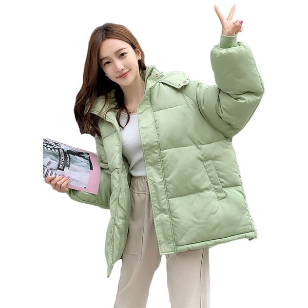 

winter jacket women green white m-2xl plus size loose 2020 new autumn korean fashion short warmth cotton coats feminina ld1354, Black
