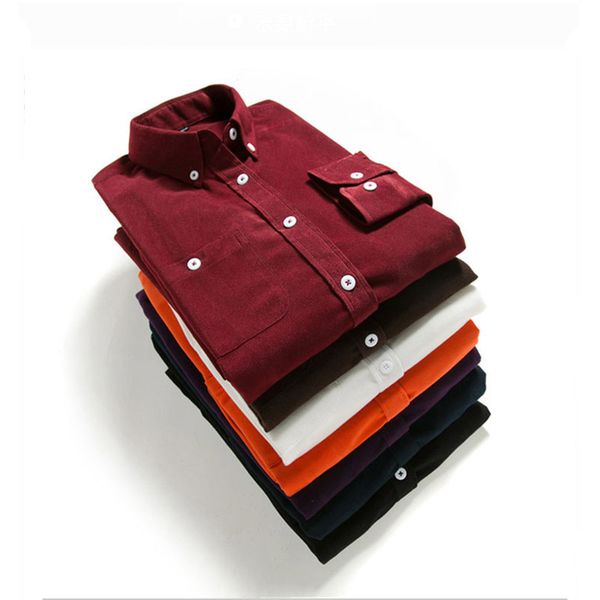 

мужская повседневная рубашка 2019 winter slim fit с длинным рукавом твердые hemd мужчины воротник отложной мужские рубашки платья с длинным, White;black