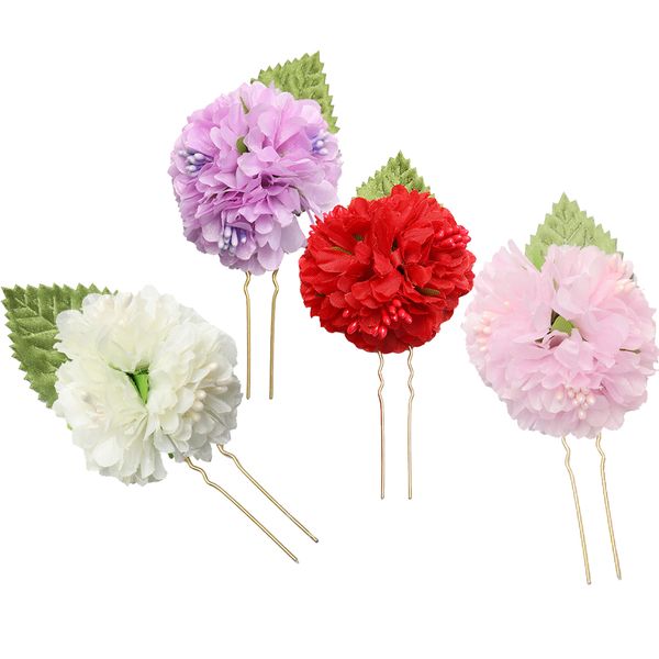 

4pcz/lot bridal silk flower hairpin party hair pick wedding hair stick
