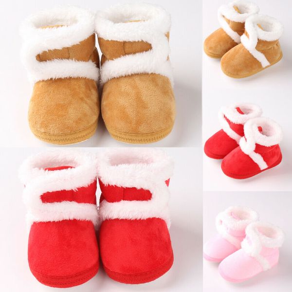 

winter newborn plush snow boots warm baby cute winter booties sole pram shoes warm boot crib prewalker 0-18m, Black;grey