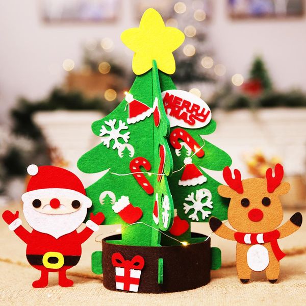 

new 47x47cm diy christmas tree with cute ornaments non-woven safety children christmas gifts new year decoration